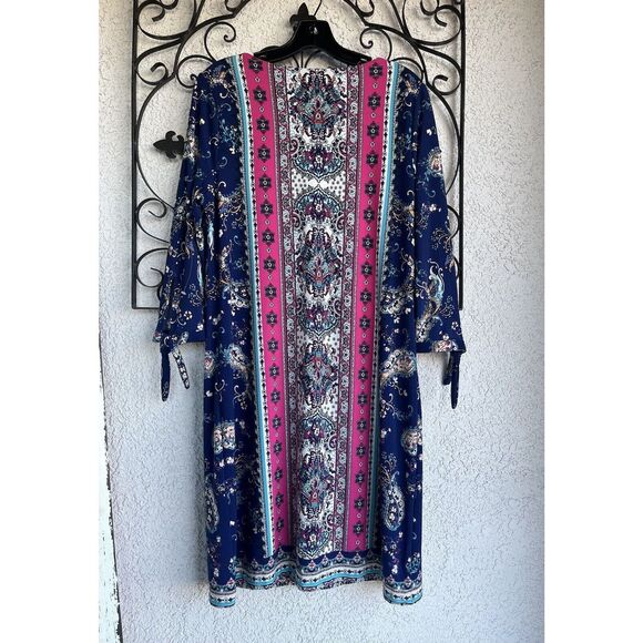 Chico’s Medallion Print Tie Sleeve Dress - Size 1= Medium Or 8 - Multicolored - Picture 6 of 11